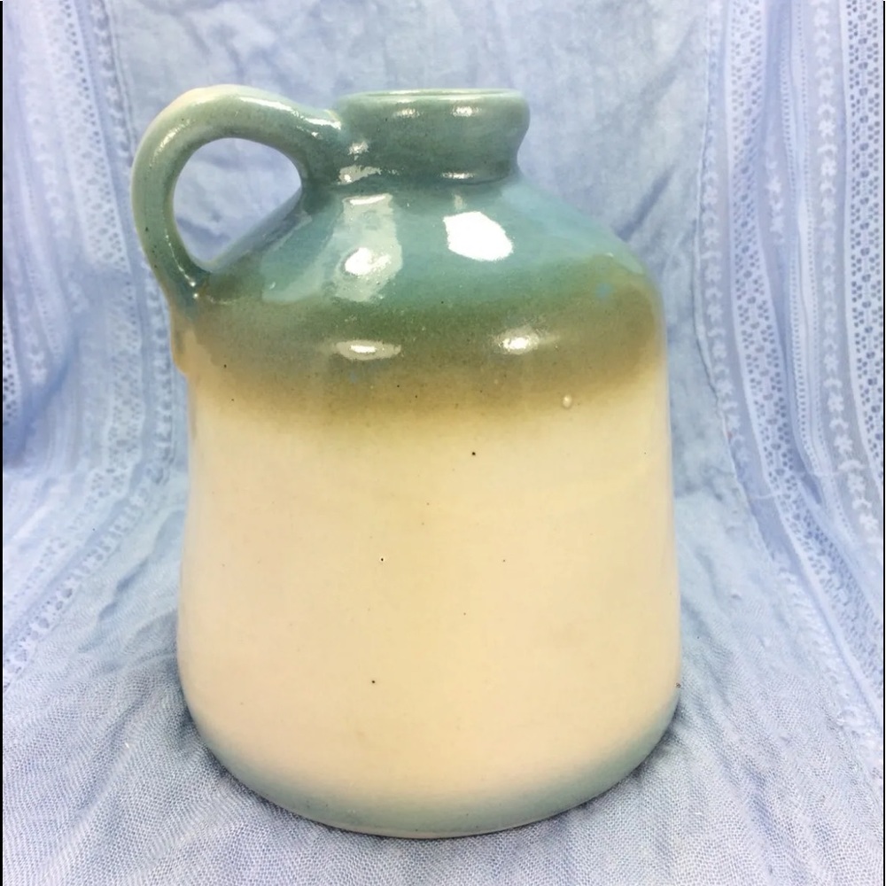 ⭐️Vintage Flat Earth Vintage Signed Small Jug Teal Green